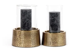 Bazar Bizar El Portavelas Croco Con Cristal - Latón - L Dorado Best