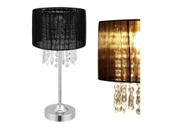 Helloshop26 Elegante lámpara de escritorio lámpara de mesa con estilo lámpara de lectura con cristales sintéticos casquillo metálico E14 40 cm de alto color 03_0005271 Negro Discount