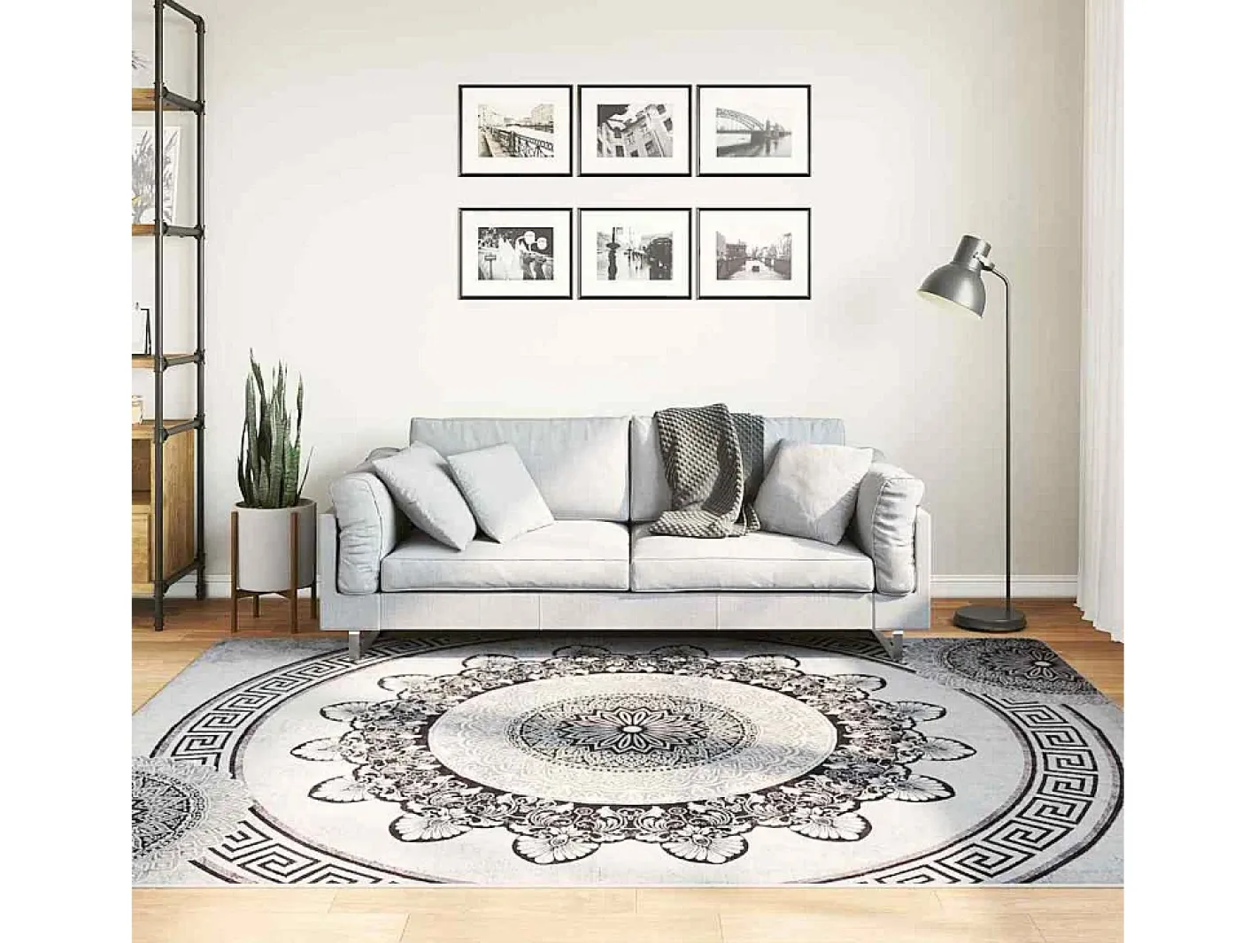 Garden Furniture Alfombra De Salón-Elsje Alfombra lavable antideslizante multicolor 160x230 cm Gris