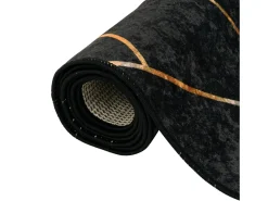 Discount Garden Furniture Elsje Alfombra lavable antideslizante y dorado 160x230 cm Negro