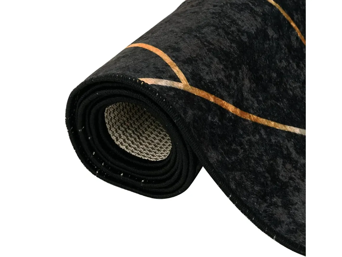 Discount Garden Furniture Elsje Alfombra lavable antideslizante y dorado 160x230 cm Negro