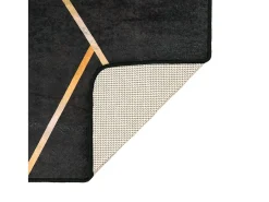 Discount Garden Furniture Elsje Alfombra lavable antideslizante y dorado 160x230 cm Negro