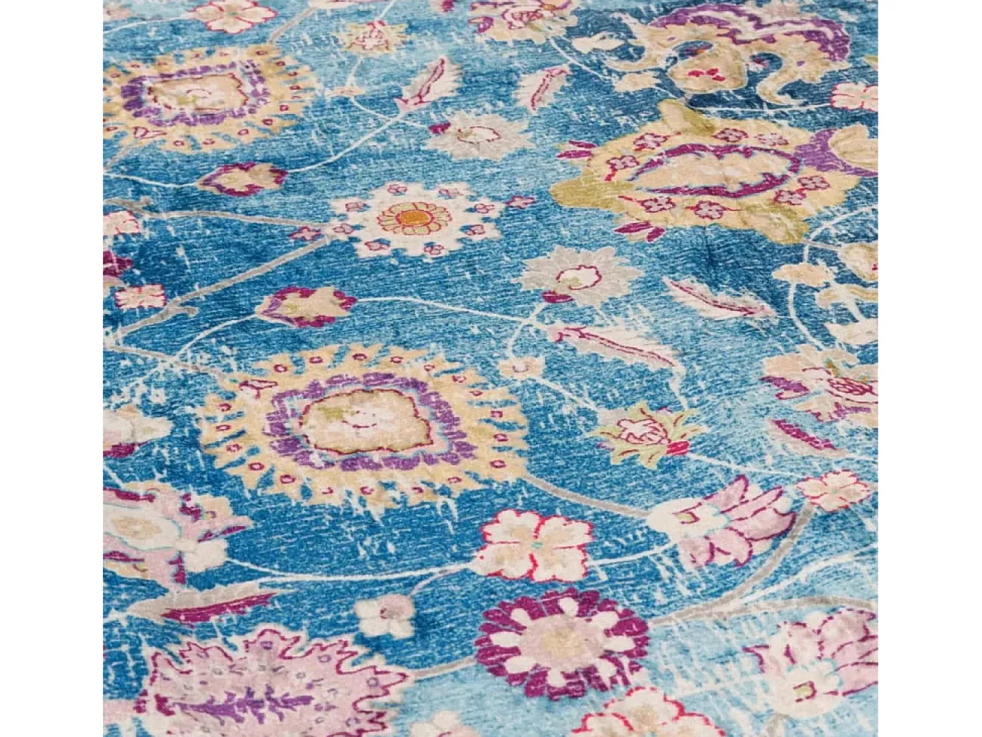 Garden Furniture Alfombra De Salón-Elsje Alfombra lavable antideslizante multicolor 80x300 cm Azul