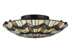 Elstead Alcott 2 Light Tiffany Flush Mount - Bronsfinish, E27 Bronce