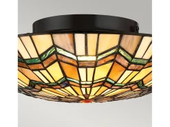 Elstead Alcott 2 Light Tiffany Flush Mount - Bronsfinish, E27 Bronce