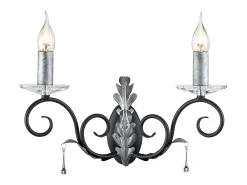 Aplique Para Pared-Elstead Amarilli 2 ljus inomhusljus väggljus svart blommig löv Design , E14 Negro