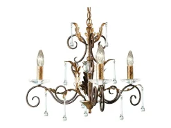 Elstead Amarilli Ljuskrona 3 ljus brons, guldblommiga bladdesign, E14 Bronce