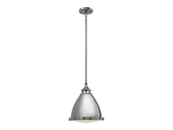 Lámpara Suspendida-Elstead Amelia 1 Light Medium Dome Takhänge polerad nickel, E27 Gris