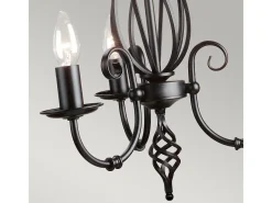 Lámpara Suspendida-Elstead Artisan Ljuskrona 3 ljussvart finish, E14 Negro