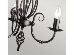 Lámpara Suspendida-Elstead Artisan Ljuskrona 3 ljussvart finish, E14 Negro