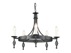 Best Elstead Belfry 5 ljus ljuskrona svart finish, E14 Negro