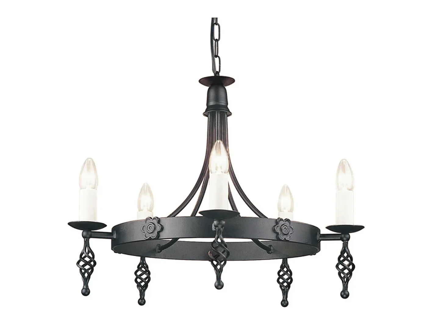 Best Elstead Belfry 5 ljus ljuskrona svart finish, E14 Negro