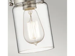 Elstead Brinley 1 Light Ceiling Mini Pendel Borstad Nickel, E27 Gris