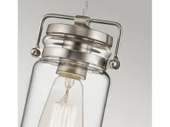 Elstead Brinley 1 Light Ceiling Mini Pendel Borstad Nickel, E27 Gris