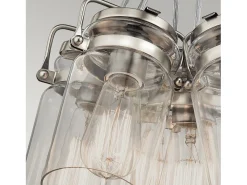 Elstead Brinley 6 Light Cluster Pendel Borstad Nickel, E27 Gris