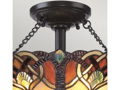 Elstead Cambridge 2 Ljus Semi Flush Ceiling Light Vintage Bronze, Tiffany Glass, E27 Bronce Online