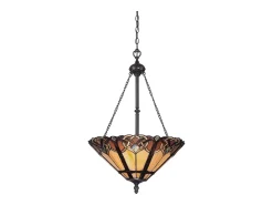 Lámpara Suspendida-Elstead Cambridge 3 ljus Tiffany takhängande bronsfinish, E27 Bronce