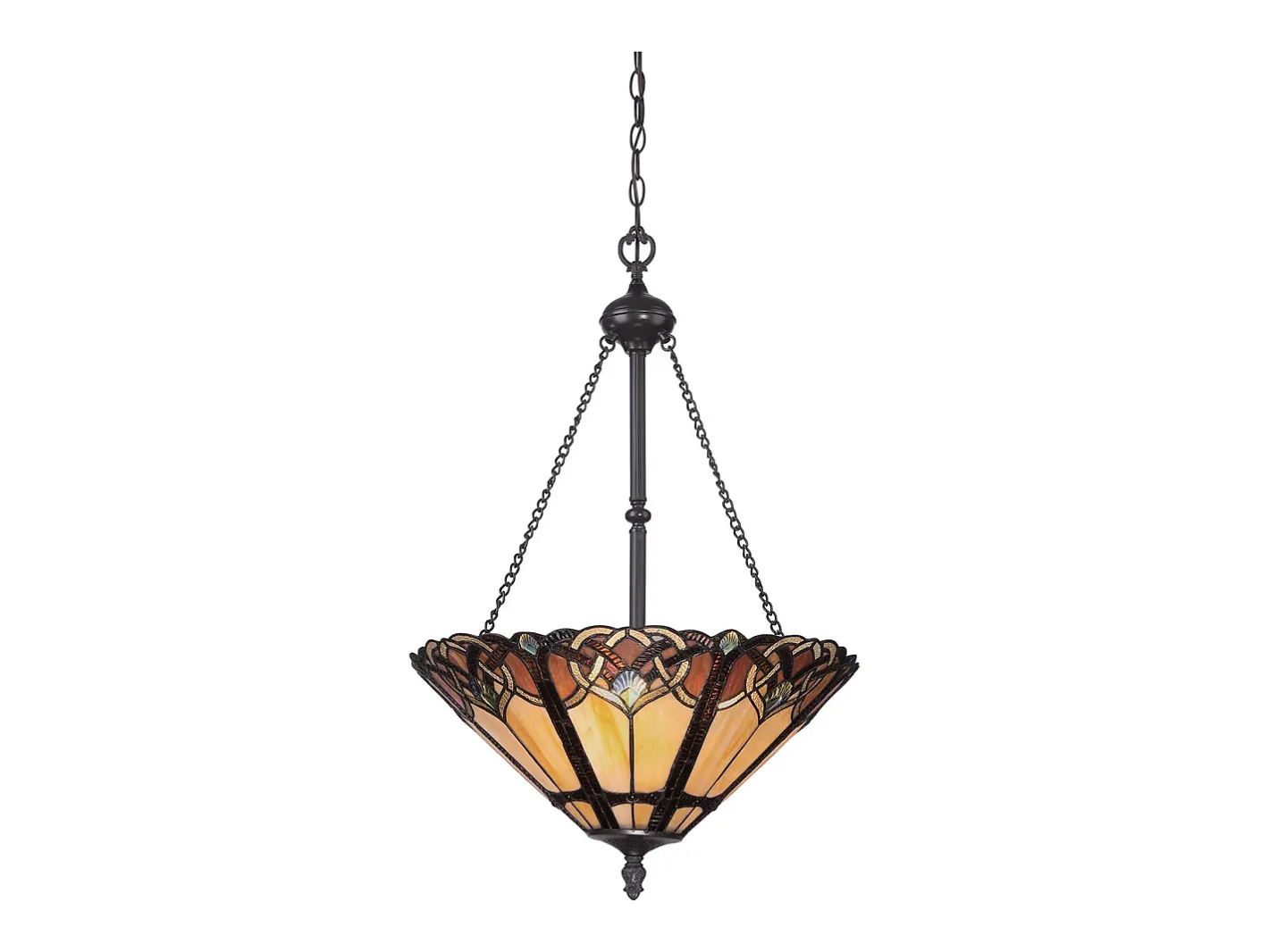 Lámpara Suspendida-Elstead Cambridge 3 ljus Tiffany takhängande bronsfinish, E27 Bronce