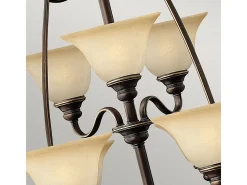 Lámpara Suspendida-Elstead Cello 15 ljus ljuskrona antik brons, med glasskärmar Bronce