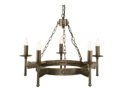 Lámpara Suspendida-Elstead Cromwell 5 ljus ljuskrona gammal bronsfinish, E14 Bronce