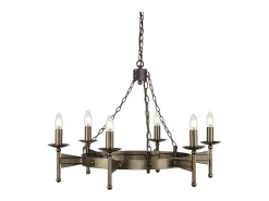 Lámpara Suspendida-Elstead Cromwell 6 ljus ljuskrona gammal bronsfinish, E14 Bronce
