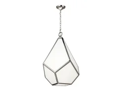 Lámpara Suspendida-Elstead Diamond 4 ljus stor diamant tak ljuskrona hängande ljus polerad nickel, E27 Gris