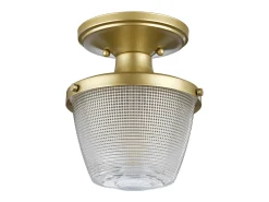 Outlet Elstead Dublin 1 lätt semi-spolfäste, målad naturmässing, IP44, E27 Camel