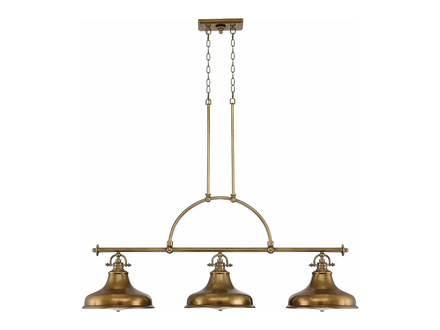 Elstead Emery 3 Ljus Pendel Bar Ljuskrona Lätt väderbiten mässing, E27 Camel Sale