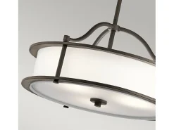 Lámpara Suspendida-Elstead Emory 3 Ljus Semi Flush Round Tak Pendel Light Tenn, E27 Gris antracita