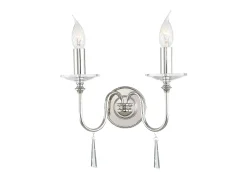 Hot Elstead Finsbury Park 2 ljus inomhusljus vägglampa polerad nickel, E14 Gris