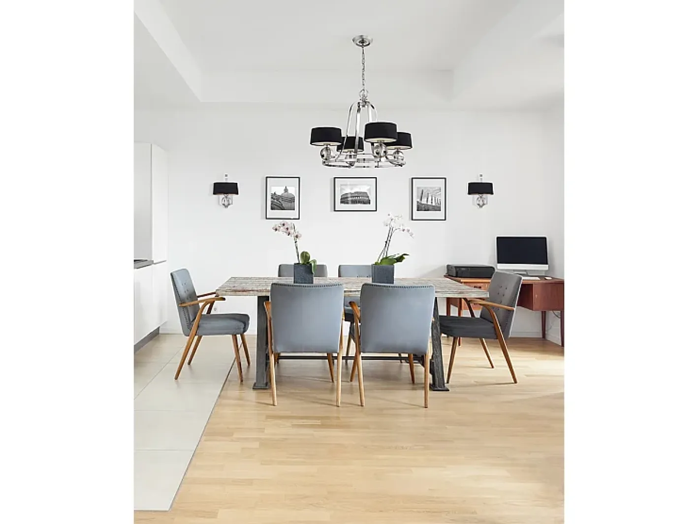 Elstead Gotham Multi Arm Chandelier 4 Light Imperial Silver Finish, G9 Negro Outlet