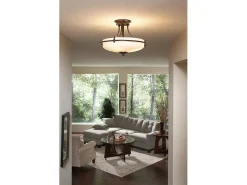 Plafón-Elstead Griffin 4 Ljus Semi Flush Ceiling Light Palladian Brons, E27 Bronce