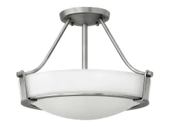 Elstead Hathaway 3 Ljus Small Semi Flush Ceiling Light Nickel, E27 Gris Hot