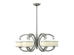 Outlet Elstead Hinkley Monaco Pendel Multi Arm med Skärm 6x E14 Ljus Borstad Nickel Gris