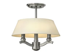 Plafón-Elstead Hinkley Whitney Cylindrisk 3-armad halvspolande / taklampa med skärm 3x E14 borstad nickel Gris