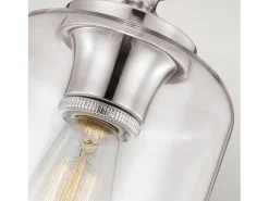 Lámpara Suspendida-Elstead Hounslow 1 Light Ceiling Mini Pendel Polerad Nickel, E27 Gris