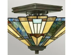 Online Elstead Inglenook 2 ljus Tiffany Semi Flush Ceiling Light Bronze, E27 Bronce