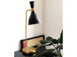 Lámpara De Mesa-Elstead Joan 1 ljus bordslampa, midnattssvart, midnattssvart, polerad mässing, E27 Negro