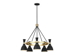 Elstead Joan 5 ljus ljuskrona, midnattssvart, midnattssvart, polerad mässing, E27 Camel Outlet