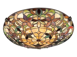 Elstead Kami 2 ljus Tiffany infälld taklampa Vintage brons, E27 Bronce Clearance
