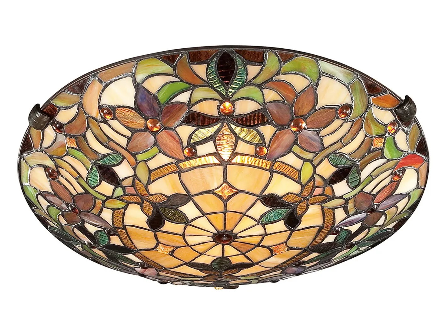 Elstead Kami 2 ljus Tiffany infälld taklampa Vintage brons, E27 Bronce Clearance