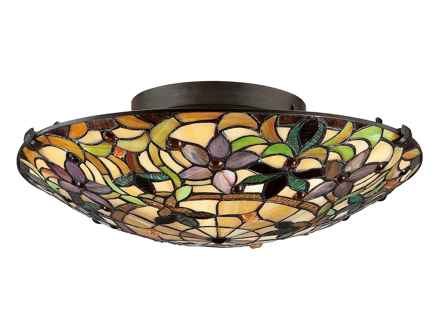 Elstead Kami 2 ljus Tiffany infälld taklampa Vintage brons, E27 Bronce Clearance