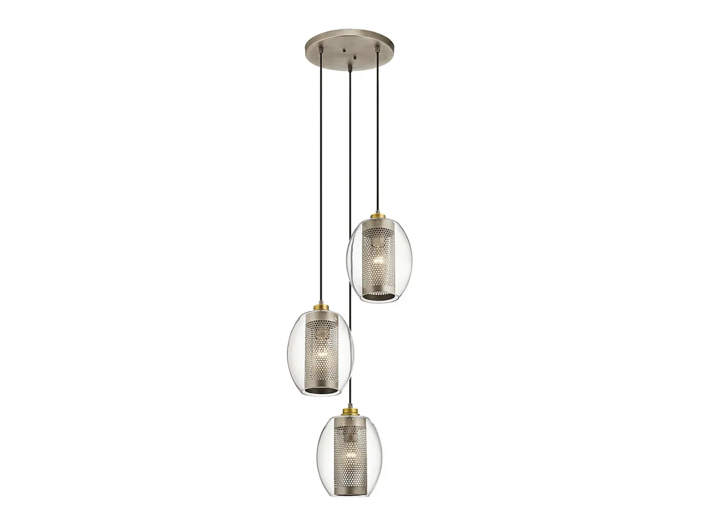 Elstead Kichler Asher Dome Pendel Taklampa Antik Tenn Gris