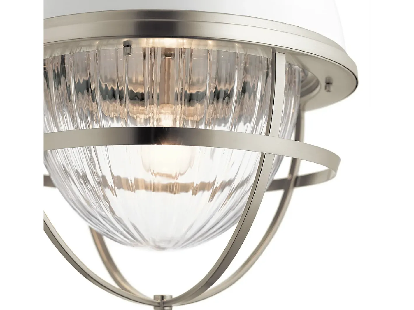 Best Elstead Kichler Tollis Globe Pendel Taklampa Borstad Nickel & Vit Gris