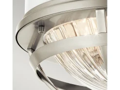 Sale Elstead Kichler Tollis Skål Semi Flush Ceiling Light Borstad Nickel & Vit Gris