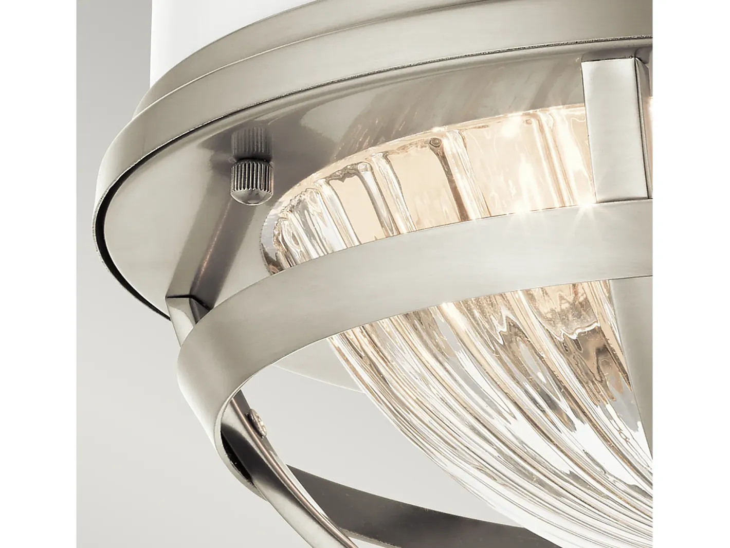 Sale Elstead Kichler Tollis Skål Semi Flush Ceiling Light Borstad Nickel & Vit Gris