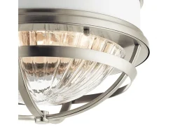 Sale Elstead Kichler Tollis Skål Semi Flush Ceiling Light Borstad Nickel & Vit Gris