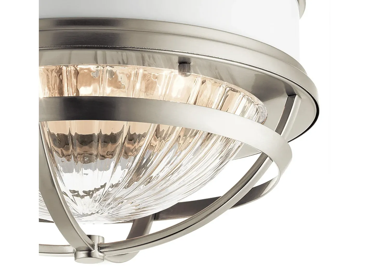 Sale Elstead Kichler Tollis Skål Semi Flush Ceiling Light Borstad Nickel & Vit Gris
