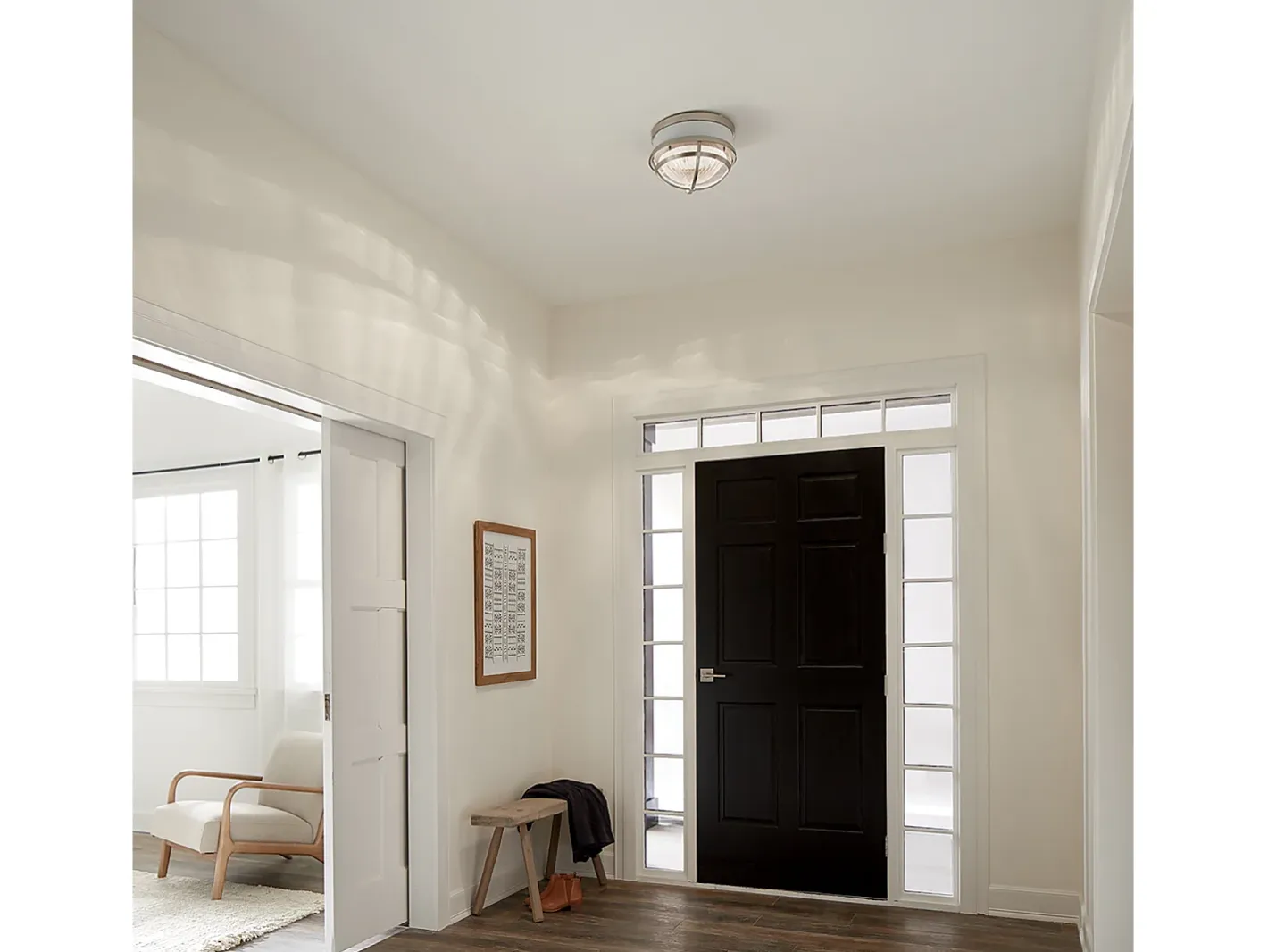 Sale Elstead Kichler Tollis Skål Semi Flush Ceiling Light Borstad Nickel & Vit Gris