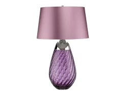 Best Elstead Lena 2 ljus stor plommonbordslampa, plommontonat glas, ljungskärm, E27 Violeta